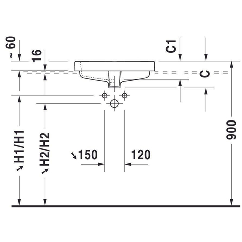 Duravit Vero Inbouwwastafel - 55x46.5cm - 1 kraangat - met overloop - wit 0300003