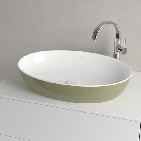 Villeroy & Boch Artis opzetwastafel - 61x41cm - zonder kraangat - zonder overloop - Sage Green (glans groen) SW644081