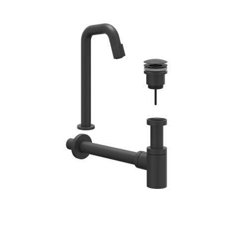 IVY Pact Ensemble de lave-mains - Contour - montage en saillie - surélevé - bonde always open - Noir mat PED SW1031746