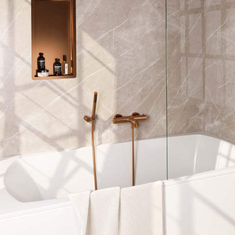 Robinet de baignoire Brauer Copper Edition - ensemble de douche - douchette à main 1 fonction - corps lisse - PVD - cuivre brossé SW1164698