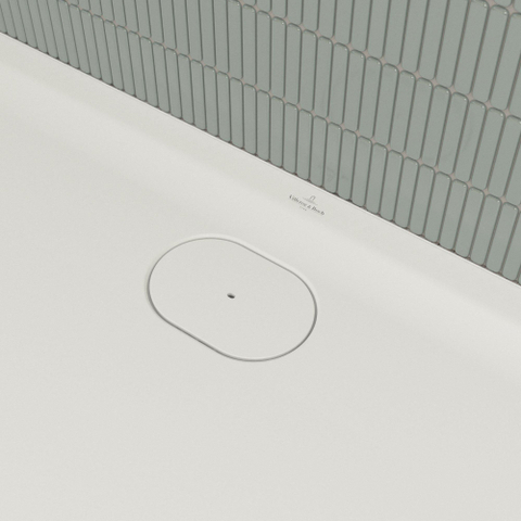 Villeroy & Boch Ecora douchebak - 180x80x3.5cm - afvoer lange zijde - stone white (wit) SW1558897