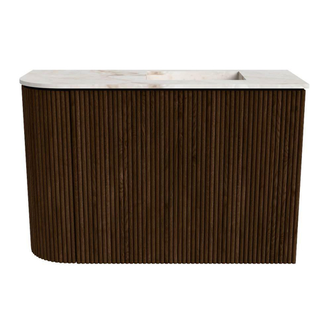 Mondiaz JOYA-DLUX Meuble de salle de bains 61,6cm - arrondi gauche couleur Noyer - Vasque FAYE position Droite 1 trou de robinet couleur Frappe SW1422330