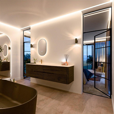 Mondiaz CIRO-DLUX Ensemble de meubles de salle de bains - 190x45x50cm - Plan vasque solid surface Meli - 1 lavabo à gauche - 1 trou de robinet - 4 tiroirs - Shadow SW1532547