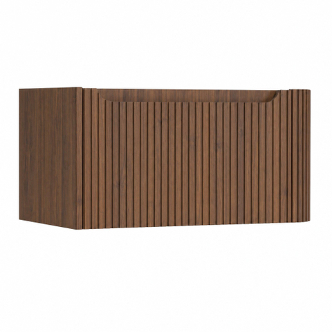 H&R Badmeubelen Juice Wastafelonderkast - 80x45x40cm - rechterhoek afgerond - 3D-front - 1 lade - geïntegreerde greep - dark oak SW1259672