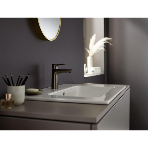 Hansgrohe Talis e 1 greeps wastafelkraan - 110 z afv - hoogglans zwart chroom SW451528