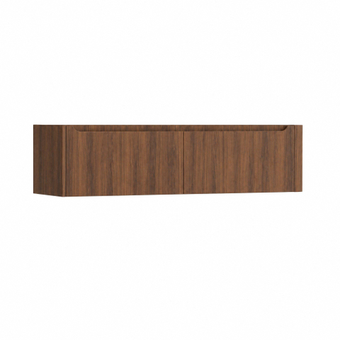 H&R Badmeubelen Juice Wastafelonderkast - 160x45x40cm - rechterhoek afgerond - 2 lades - geïntegreerde greep - Dark oak SW1110481