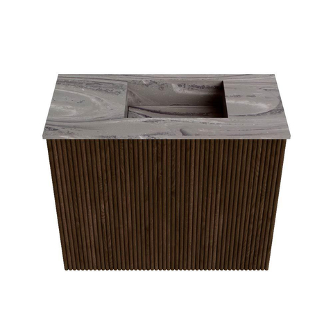 Mondiaz JOYA-DLUX Meuble de toilette 50cm - couleur Walnut - Lavabo FAYE position Droite Sans trou de robinet couleur Sombra SW1424701