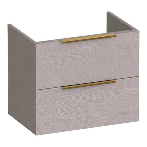 BRAUER Elevate meuble sous-lavabo peu profond 60 sans poignées rapportées 2 tiroirs à fermeture en douceur et 1 découpe pour siphon - Timber Greige SW1200243