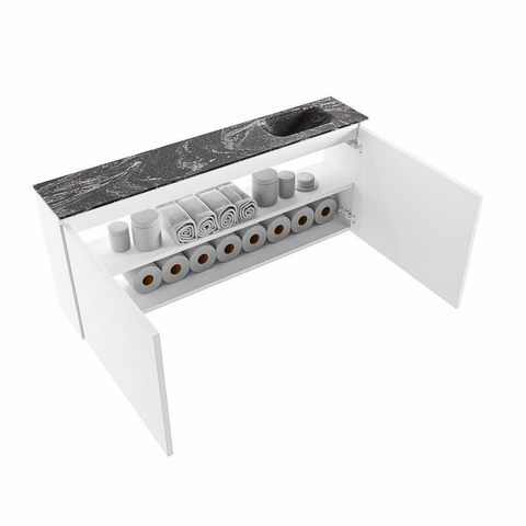 MONDIAZ TURE-DLUX meuble WC 120 cm Talc. EDEN lavabo Lava position à droite. Sans trou de robinet. SW1103614