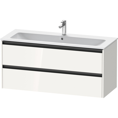 Duravit Ketho.2 Wastafelonderbouwkast - met 2 laden - voor enkele wastafel - 121x48x55cm - met grepen antraciet - hoogglans wit SW772936