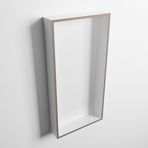 Mondiaz Easy nis 29.5x59.5x8cm voor Inbouw/opbouw 1 open vak Solid surface Talc/Smoke SW643684