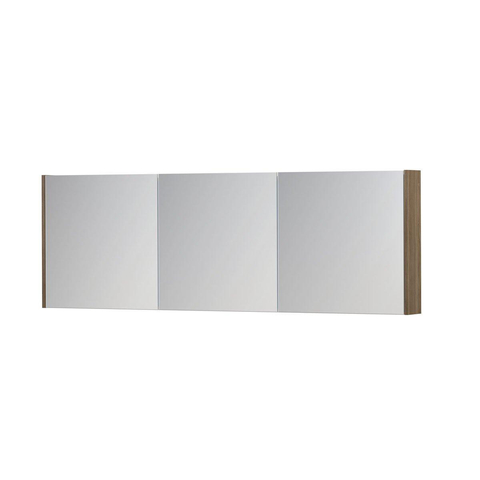 INK SPK1 Spiegelkast - 180x14x60cm - 3 deuren - dubbelzijdige Spiegel - schakelaar en stopcontact - MFC Zuiver eiken SW493956