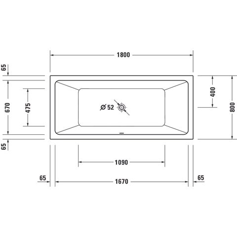 Duravit No.1 Inbouwbad - 180x80cm acryl - glans wit SW723798