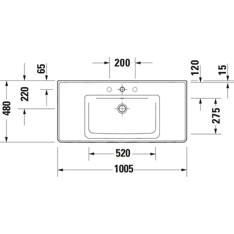 Duravit D-neo Wastafel - 100.5x48cm - zonder kraangat - met overloop - wit SW640538