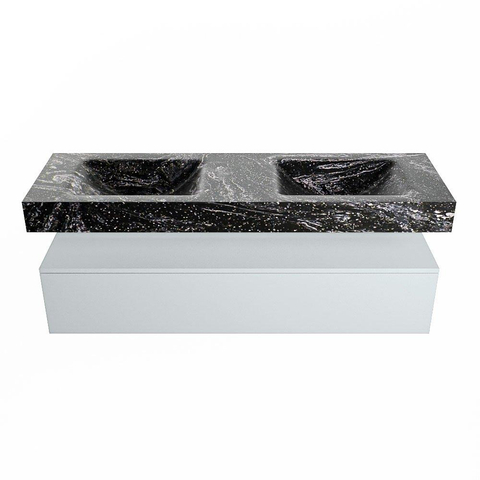 Mondiaz ALAN-DLUX Ensemble de meuble - 150cm - meuble Clay mat - 1 tiroir - Lavabo Cloud Lava suspendu - vasque Gauche et droite - 0 trous de robinet SW808782