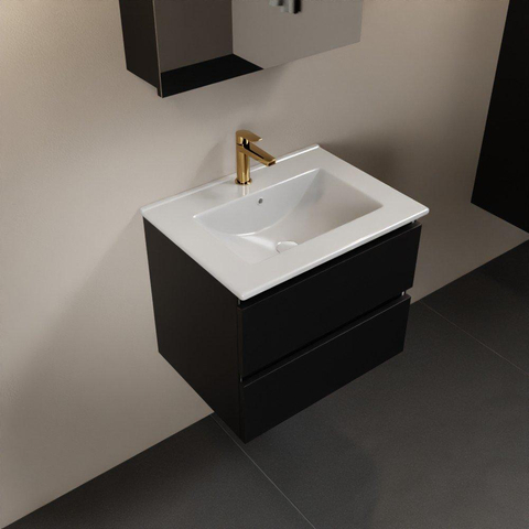 Mondiaz Aivy badmeubelset - 60x45x50cm - 1 kraangat - 1 wasbak talc Keramiek - Midden - 2 lades - Met spiegelkast - MDF Urban SW892272