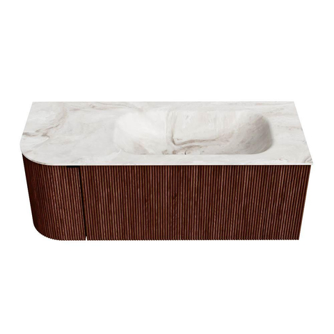 Mondiaz KURVE-DLUX Badkamermeubelset - 115x46x40cm - 1 lade - 1 deur - wastafel solid surface - rechts - 1 kraangat - Ruby SW1415636
