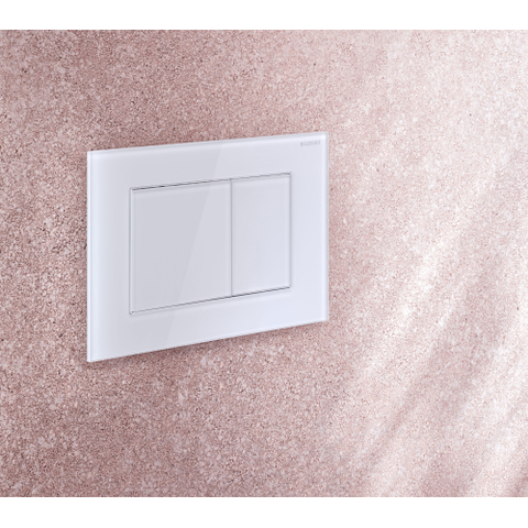 Geberit Sigma40 plaque de commande - chasse 2 touches - extra plate - boutons carrés - verre - blanc SW1237227