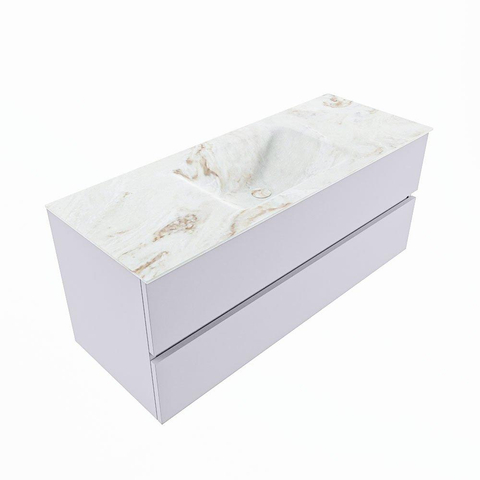 MONDIAZ VICA-DLUX Badkamermeubelset - 120cm - onderkast cale- 2 lades - inbouw wastafel cloud midden - zonder kraangaten - 60cm hoge versie - frape SW1089009