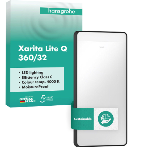 Hansgrohe Xarita Lite Q Spiegel - 36x70cm - led verlichting - Horizontaal - wandschakelaar - mat zwart SW1164970