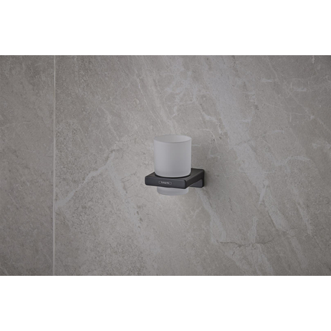 Hansgrohe AddStoris Q glashouder - met glas - mat zwart SW651218