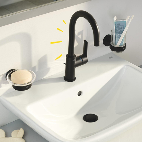 Grohe Start QuickFix Wastafelkraan - l-size - met waste - matte black (mat zwart) SW1126743