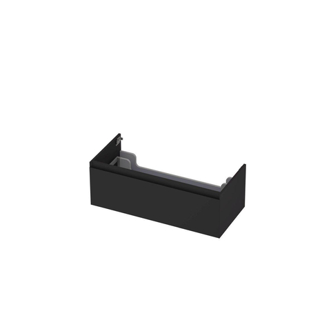 INK Wastafelonderkast - 100x45x35cm - 1 lade - greeploos - MDF lak - Zwart mat SW207391
