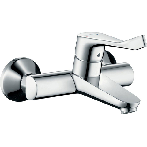 Hansgrohe Focus Care - opbouw wandkraan - met koppelingen - met verlengde greep - 12.1cm - ecosmart - hoogglans chroom 0605626