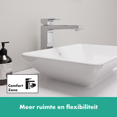 Hansgrohe Vernis Shape 1 greeps wastafelkraan - 230 zinc - met trekwaste - hoogglans chroom SW651942