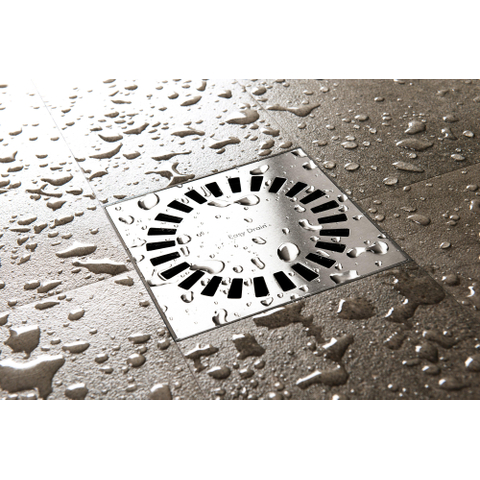 Easy Drain Aqua Compact siphon de sol avec corps de siphon en ABS grille inox et sortie latérale 15x15cm profondeur d’encastrement 60mm incl. sortie réglable Ø50/Ø40m 2302765