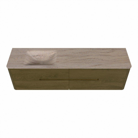 Mondiaz CIRO-DLUX Meuble de salle de bains - 180x45x50cm - Plan-vasque en solid surface Saba - 1 vasque à gauche - sans trous de robinet - 4 tiroirs - Dusk SW1533368