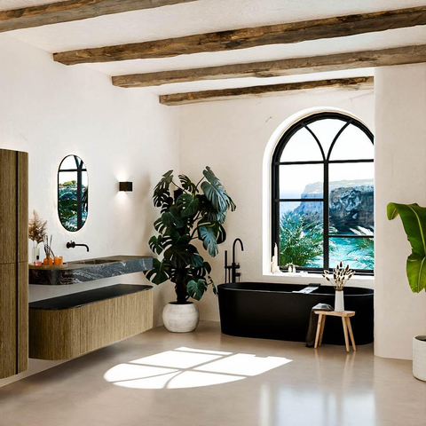 MONDIAZ THOR-DLUX 160cm meuble de salle de bains arrondi gauche + droite couleur Dusk avec 1 tiroir et 2 portes. Vasque suspendue CLOUD Centre sans trou de robinet couleur Lava. SW1465223
