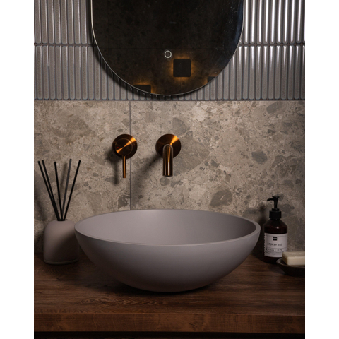 Zeza Element Vasque à poser - 41x41x14cm - solid surface - mat gris clair SW1439449