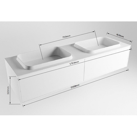 ENSEMBLE DE MEUBLE DE SALLE DE BAIN MONDIAZ ERIN - 150 cm - Lin - 2 tiroirs - 2 lavabos - 0 trous de robinet - Lin SW698468