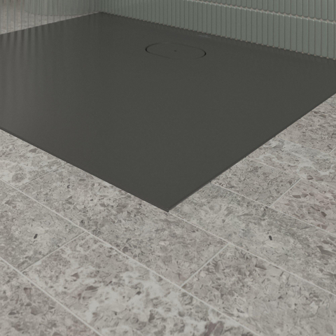 Villeroy & Boch Ecora douchebak - 100x80x3.5cm - afvoer lange zijde - anthracite (antraciet) SW1558912