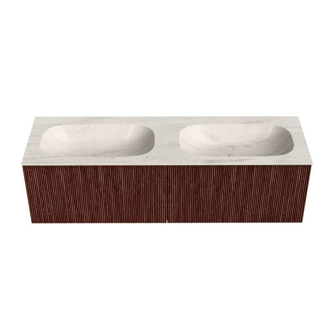 MONDIAZ KURVE-DLUX 150cm badmeubel kleur Ruby met 2 lades en 0 deuren. Wastafel STOR SMALL Dubbel 2 kraangaten Meli. SW1432042