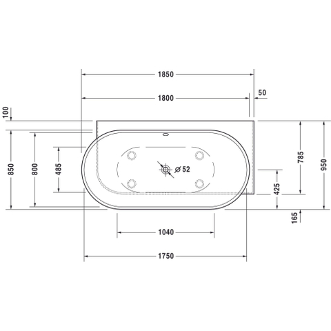 Duravit Luv Bad ovaal - 185x95cm hoek rechts - met paneel - mat wit SW228002
