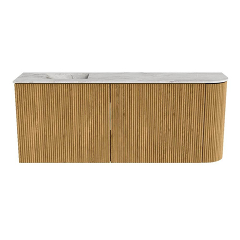 Mondiaz JOYA-DLUX 101.6cm meuble de salle de bains - arrondi droit couleur Chêne - Vasque FAYE position Gauche 1 trou de robinet couleur Glace. SW1421997