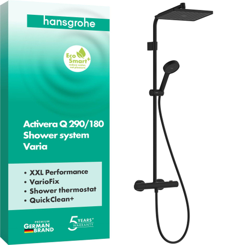 Hansgrohe Activera Q doucheset - 29x18cm - thermostatisch - ecosmart+ - mat zwart SW1566644
