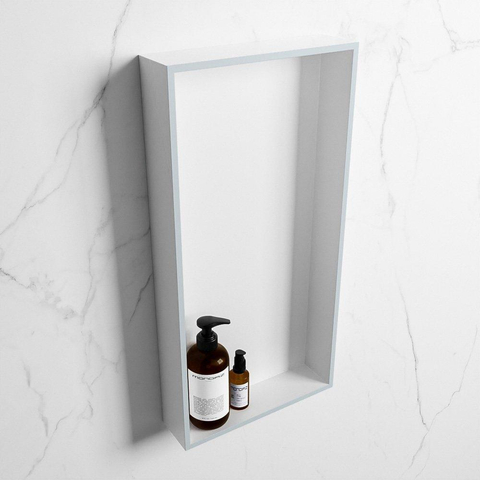 Mondiaz Easy nis 29.5x59.5x8cm voor Inbouw/opbouw 1 open vak Solid surface Talc/Clay SW643666