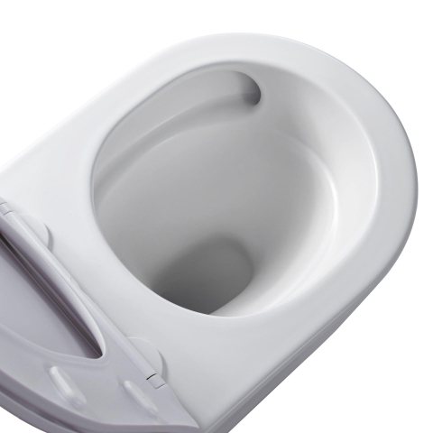 Aloni Pro Toilet suspendu - 36x49x32cm - chasse tourbillonnante - sans rebord - avec abattant - fermeture douce - libération rapide - compact - blanc mat SW1446225