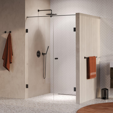 BRAUER Void Carving porte de douche - 140x200cm - porte pivotante 70cm côté mur - PVD - gunmetal brossé (anthracite) SW1418225