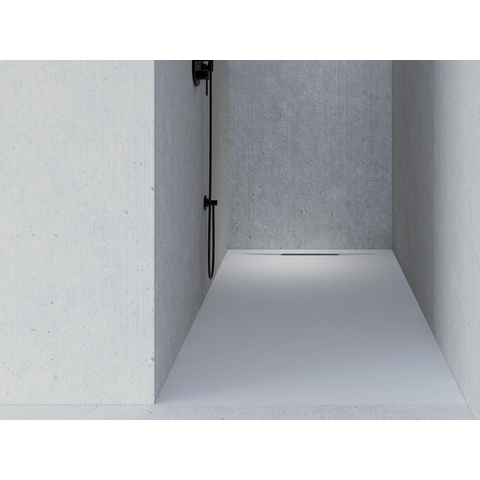 Riho Isola Douchevloer 140x80x3cm Kunstmarmer Leisteen structuur mat cement grijs SW412102