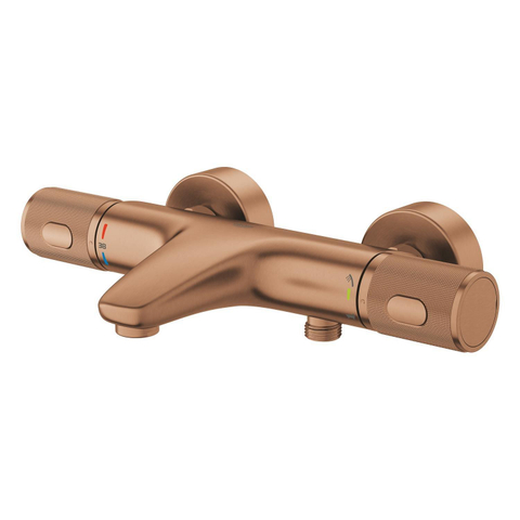 Grohe Precision Feel Thermostatische Badkraan - 31.3cm - Vitalio Joy Badset - ronde handdouche - 3 straalsoorten - met houder - brushed warm sunset (koper) SW1565453