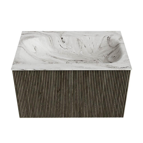 Mondiaz KURVE-DLUX Badkamermeubelset - 70x46x40cm - 1 lade - wastafel solid surface - midden - zonder kraangat - Shadow SW1414529