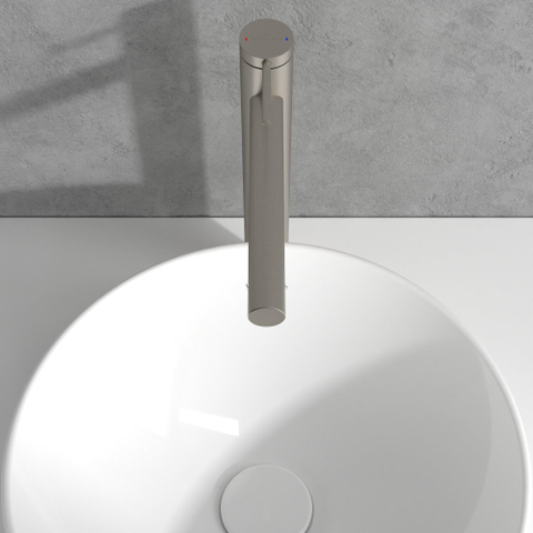 Villeroy & Boch Loop & Friends 1 greeps wastafelkraan verhoogd - zonder waste - Brushed Nickel (rvs) SW974160