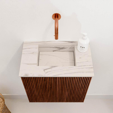Mondiaz JOYA-DLUX 40cm toiletmeubel - kleur Ruby - Wastafel FAYE positie Midden Zonder kraangat kleur Nata. SW1425412