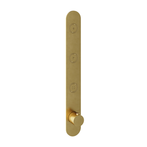 Hotbath Cobber Afbouwdeel inbouwthermostaat - met 3 pushbuttons verticale plaatsing geborsteld messing - PVD - (goud) SW229969