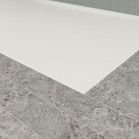 Villeroy & Boch Ecora douchebak - 160x100x3.5cm - afvoer lange zijde - stone white (wit) SW1559001