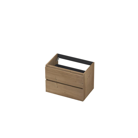INK Wastafelonderkast - 70x45x52cm - 2 lades - greeploos - met houten keerlijst - MDF - Ash grey TWEEDEKANS OUT14945